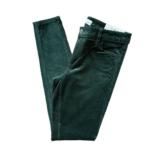 Loft Curvy Skinny Corduroy Dark Green Jeans - Picture 2 of 9